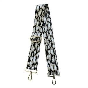 NEW AHDORNED women's glitter animal embroidered bag strap in black ground gold c